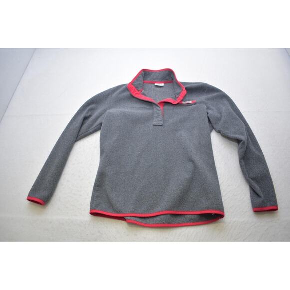 Columbia PFG Fleece Sweater Snap Neck Gray Long Sleeve Pullover Womens Sz Large - Picture 5 of 9